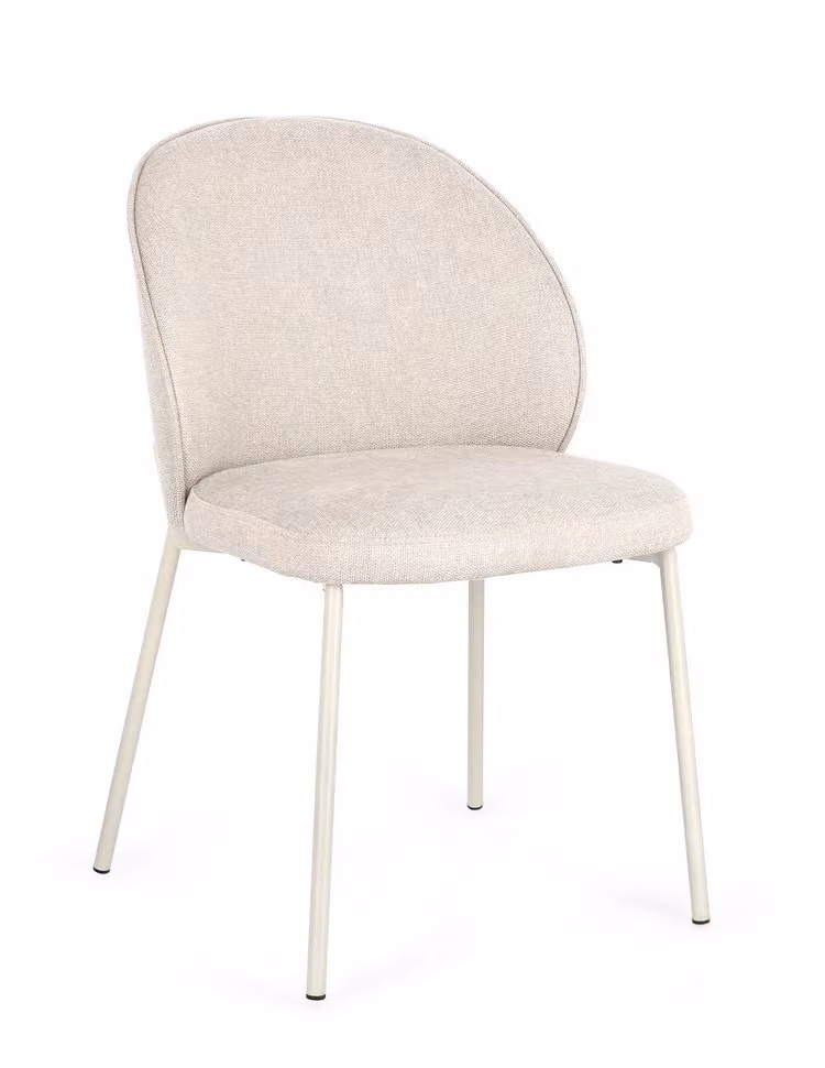 Set di 2 sedie WENDY in tessuto beige e gambe acciaio beige