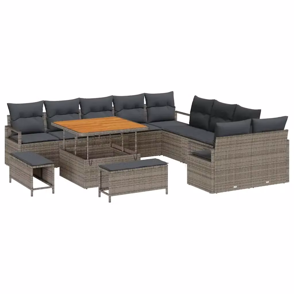 Set Divano da Giardino a Forma di U vidaXL Grigio con Cuscini e Tavolino da Esterno – 2