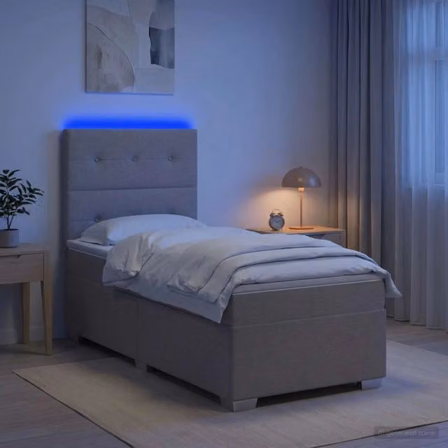Letto box spring ibrido vidaXL con materasso a molle insacchettate e base contenitore con illuminazione sottostante e porta USB, L/P/H: 80 x 200 x 140 cm – 1