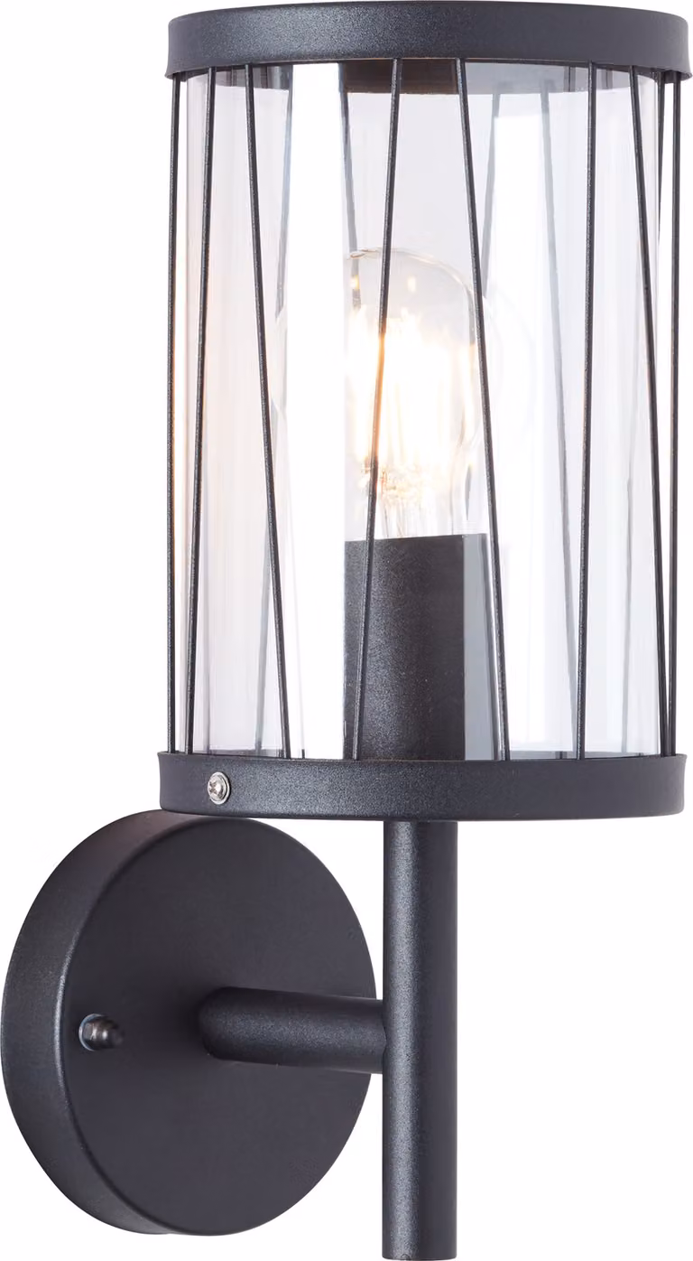 BRILLIANT Lampe Reed applique da esterno verticale nero opaco | 1x A60, E27, 60W, adatto per lampade standard (non incluse) | Classe di protezione IP: 44 - resistente agli spruzzi d'acqua