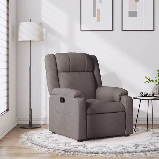 Poltrona Reclinabile Relax vidaXL in Tessuto Beige e Grigio con Braccioli e Sistema di Ritorno Automatico – 1