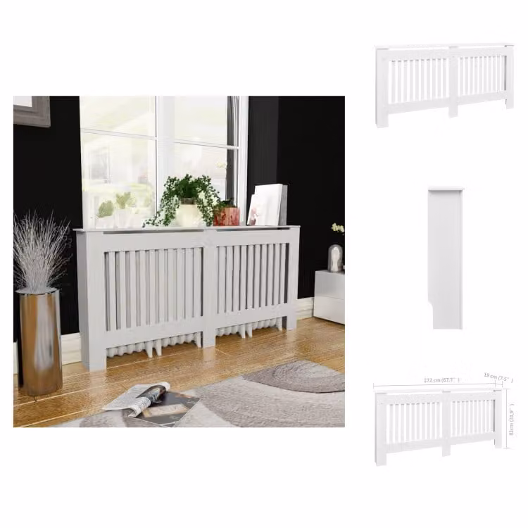 vidaXL Copriradiatore bianco MDF 172 cm - Accessori per radiatori