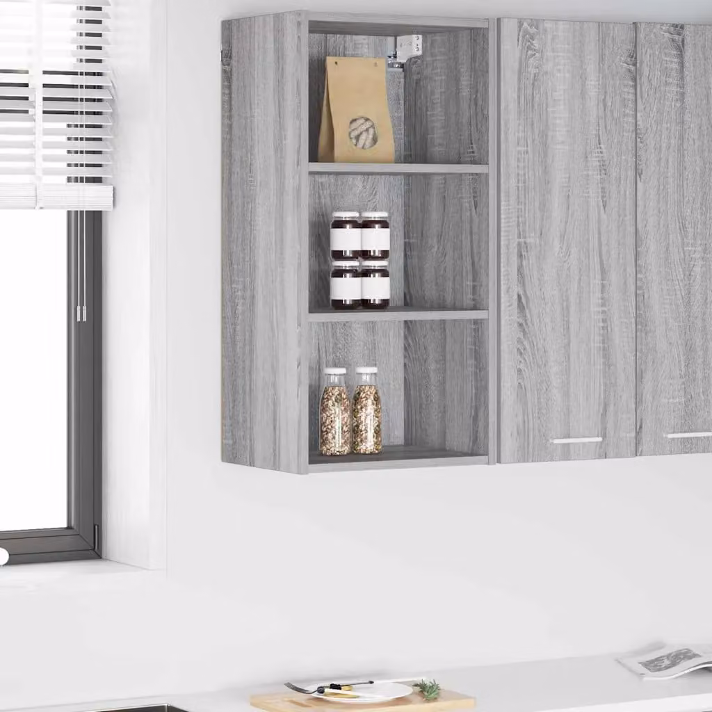 Armadio pensile da cucina vidaXL Grigio Sonoma con ante a battente e ripiani interni L/P/H: 40 x 29,5 x 80 cm