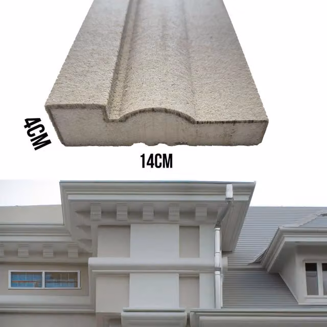 Cornice decorativa per esterno in resina sintetica XPS Eternal Parquet colore bianco H x L x P: 200 x 14 x 4 cm