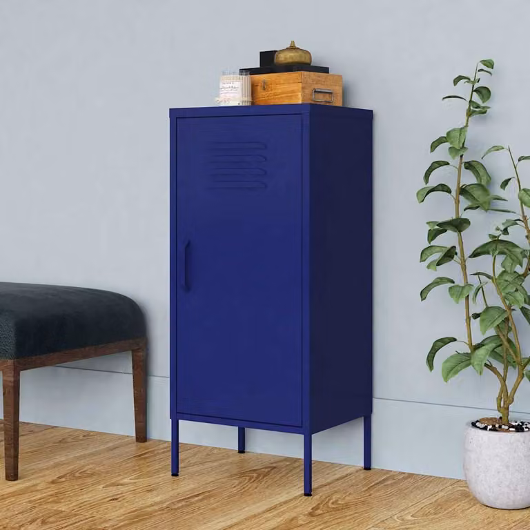Armadietto a muro vidaXL in metallo blu opaco con ripiani interni e ante a battente L/P/H: 42,5 x 35 x 101,5 cm
