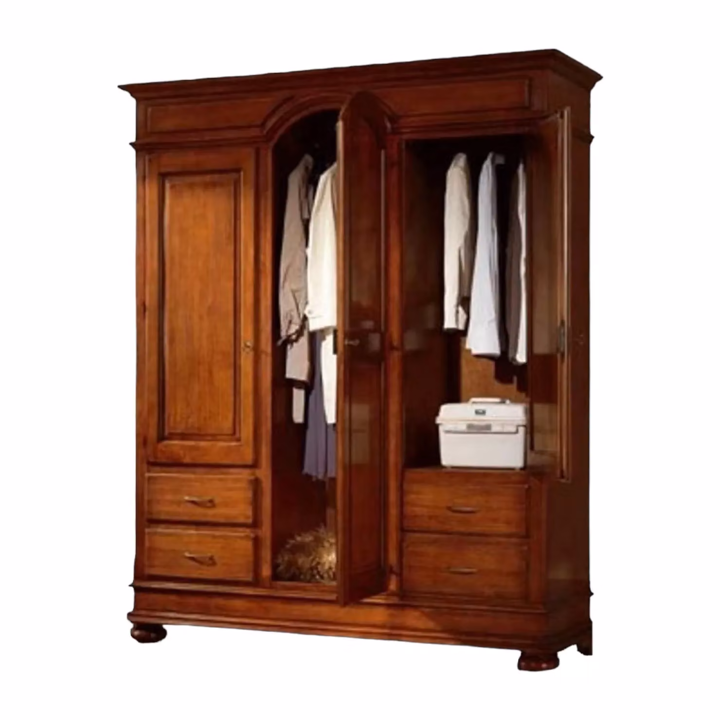 Armadio in legno di colore marrone con 3 ante e 4 cassetti Mobili 2G L/P/H: 184 x 60 x 223 cm – 1