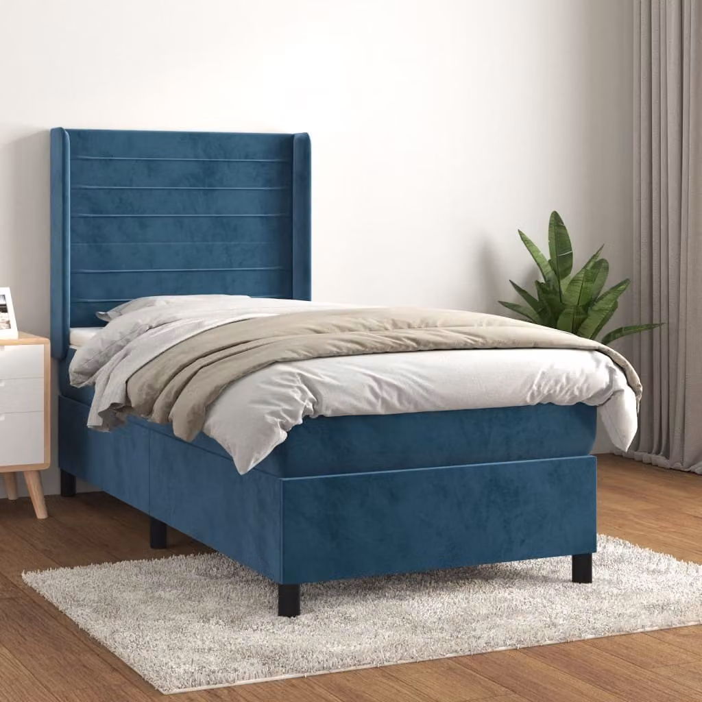 Maison Exclusive - Letto boxspring con materasso blu scuro 80x200 cm velluto