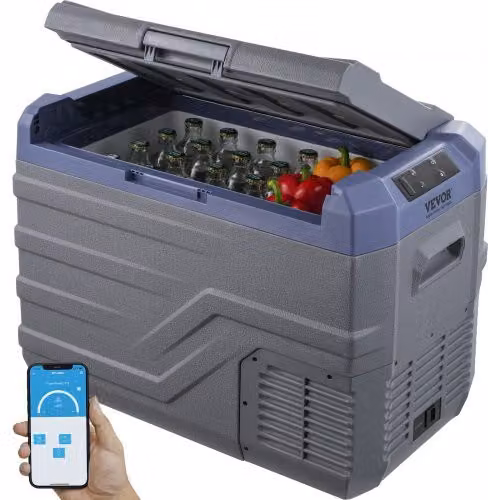 VEVOR Frigorifero per Auto, Frigo per Auto 12V, Congelatore Portatile a Zona Singola 37L con Luce Incorporata, -4℉-68℉, 12/24V DC e 100-240V AC Compressore per Esterni, Campeggio, Camper, RV