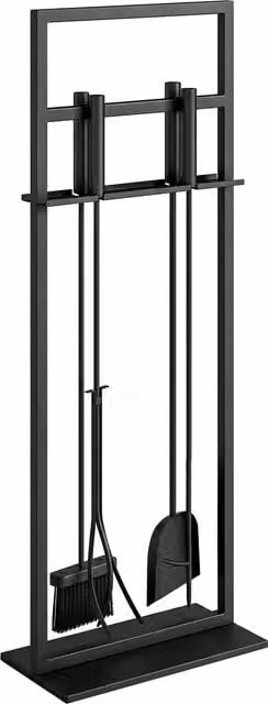 Set di 5 utensili per camino con supporto in metallo Outsunny, nero – 1