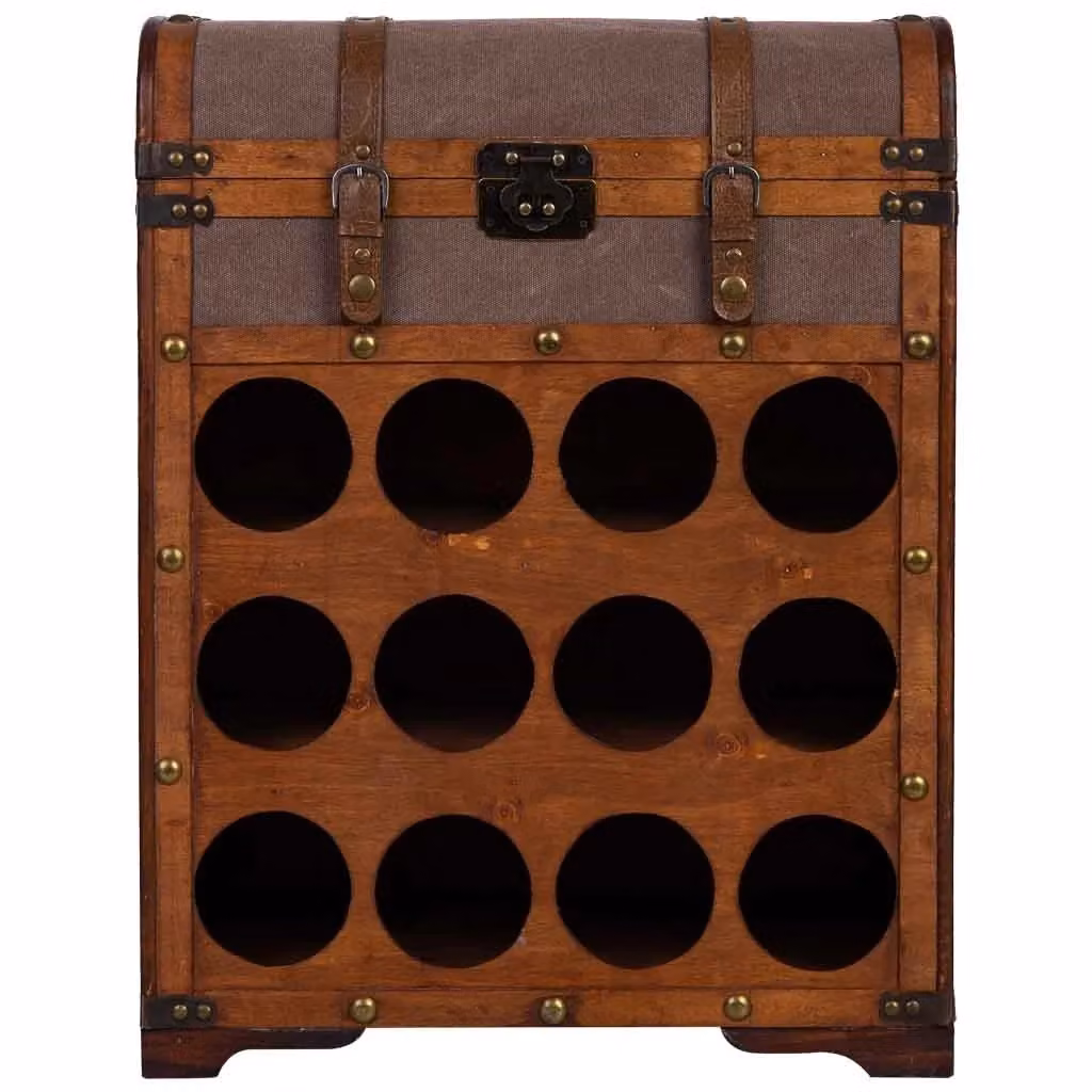 Baul porta bottiglie vintage Wanderlust Deco in legno e metallo marrone L: 45 cm, P: 28 cm, H: 59 cm – 2