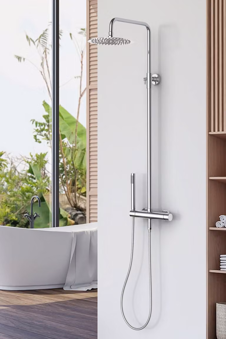Set doccia Marwell rubinetto doccia Classico cromo 88-118x20 cm - asta doccia regolabile - doccia a pioggia - doccetta con flessibile