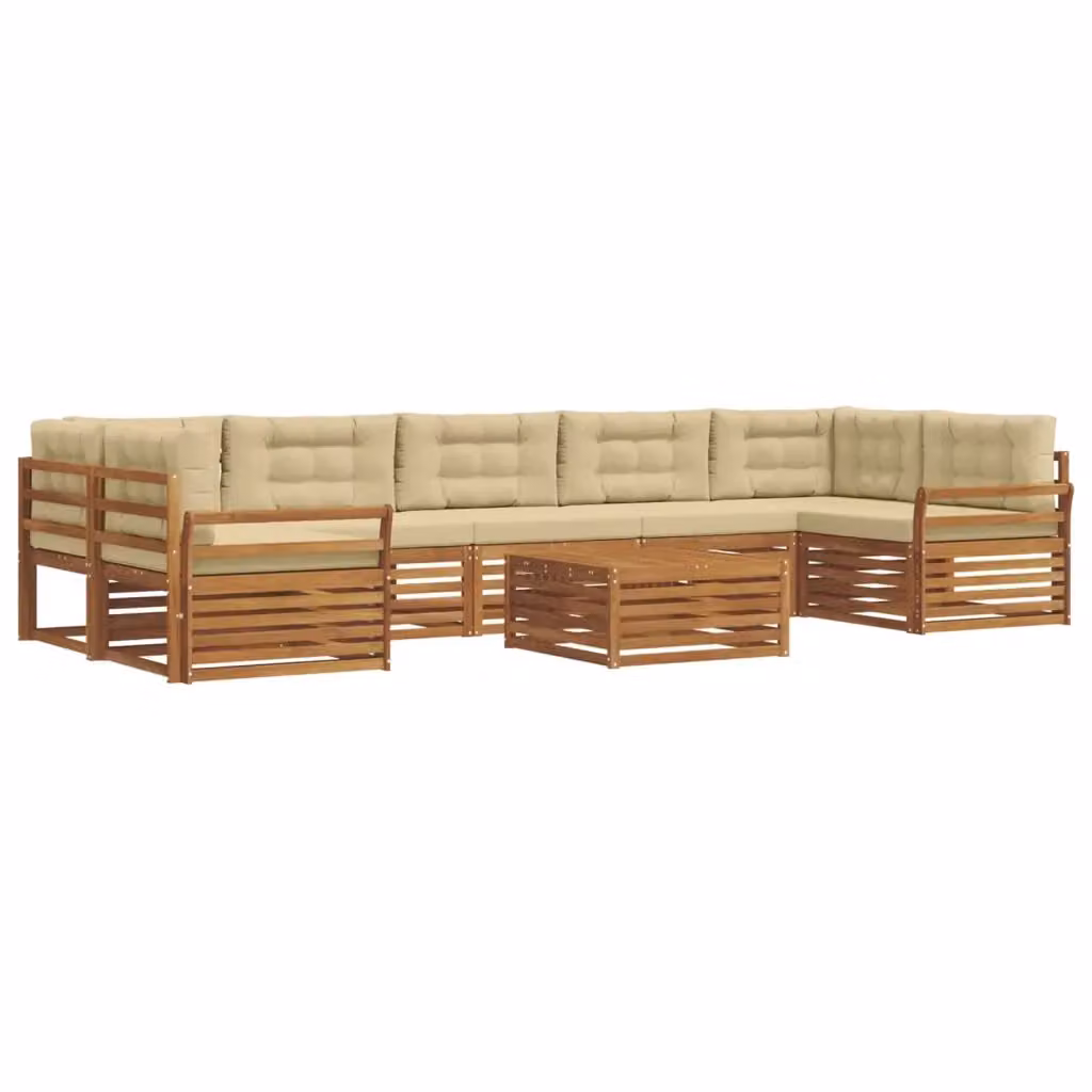 Set di divani da esterno vidaXL in legno di acacia con tavolo da caffè, 8 pezzi, Beige – 2