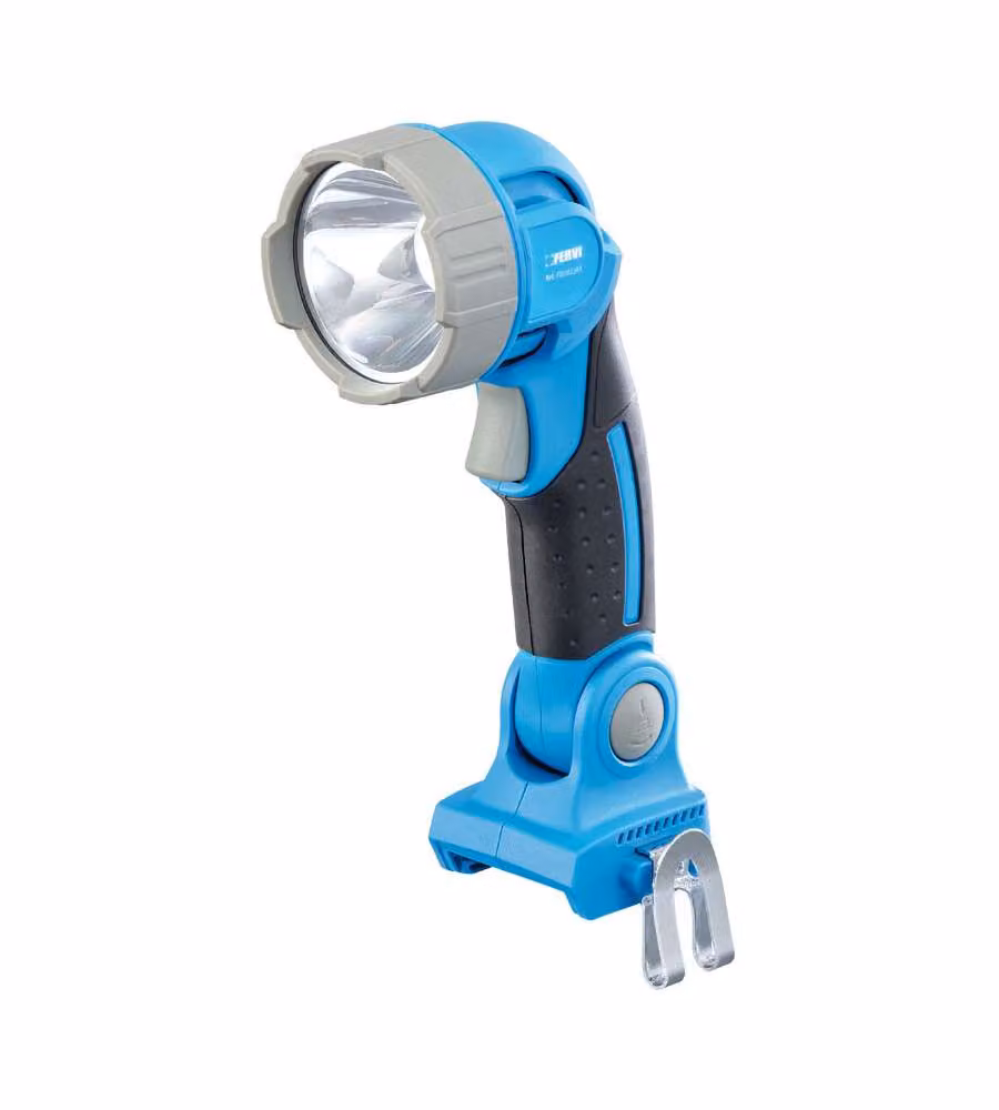 Fervi Torcia LED 20V 250 Lumen con Testa Regolabile e Gancio Cintura