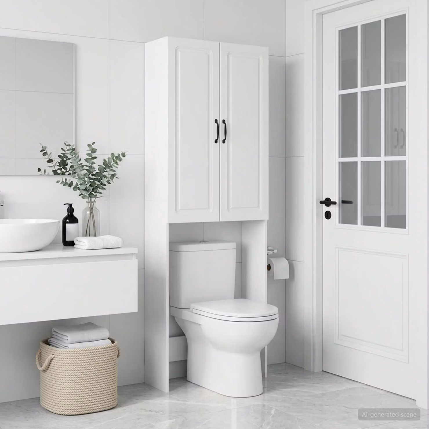 Mobiletto da bagno moderno vidaXL UTRECHT bianco L: 66 cm, P: 25,5 cm, H: 190 cm
