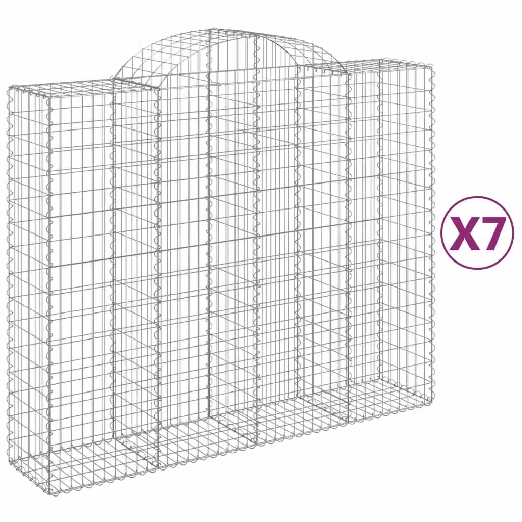 Cesti Gabbioni ad Arco 7 pz 200x50x160/180 cm Ferro Zincato
