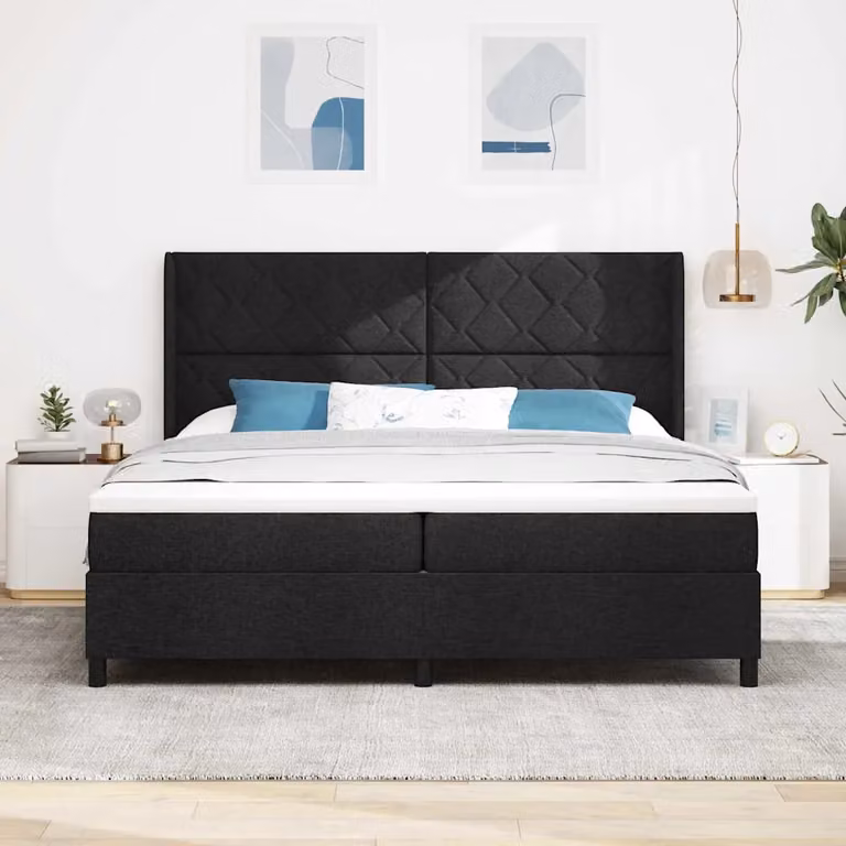 Letto ibrido con materasso vidaXL in tessuto nero 200 x 200 cm