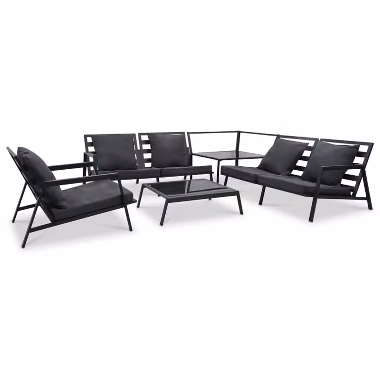 set da giardino 5 pezzi con cuscini Alluminio grigio scuro