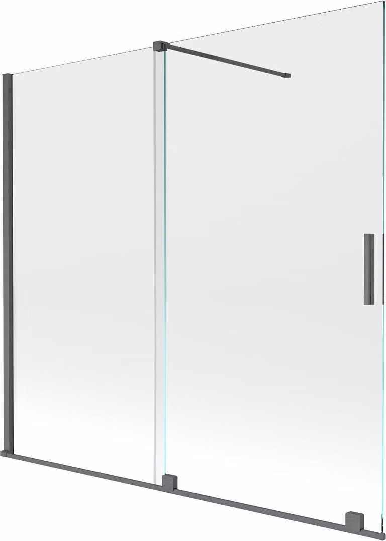 Mexen Velar paratia doccia a 2 ante scorrevoli 170 x 160 cm, trasparente, grigio canna di fucile spazzolato - 896-170-000-01-66