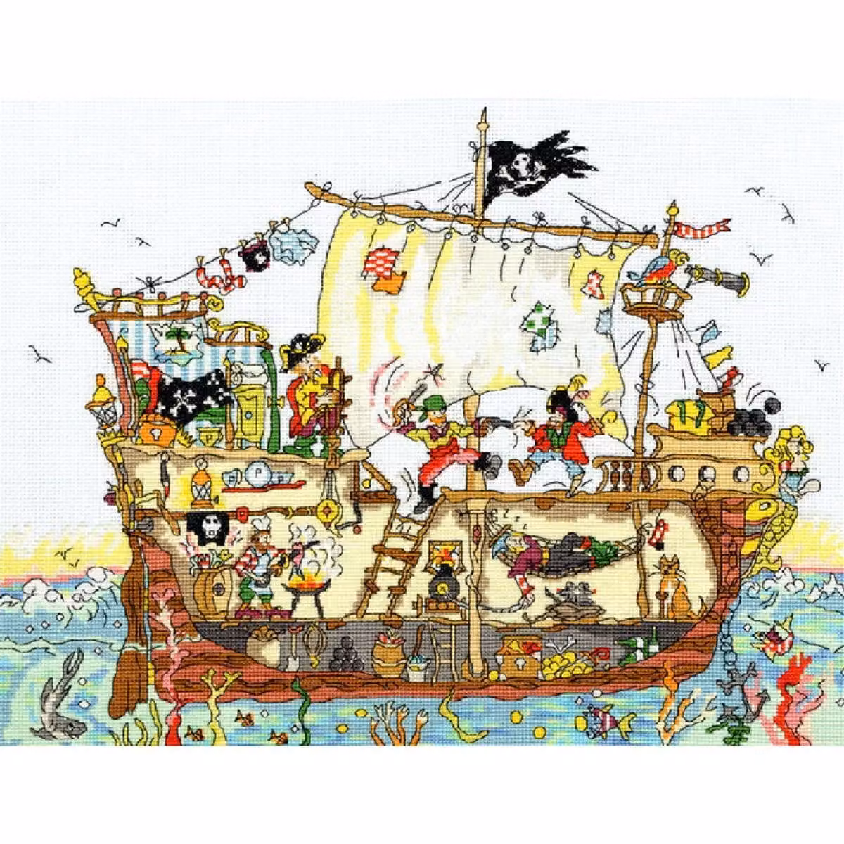 Set punto croce Bothy Threads "Nave pirata", 26x35cm, XCT7, schema contato