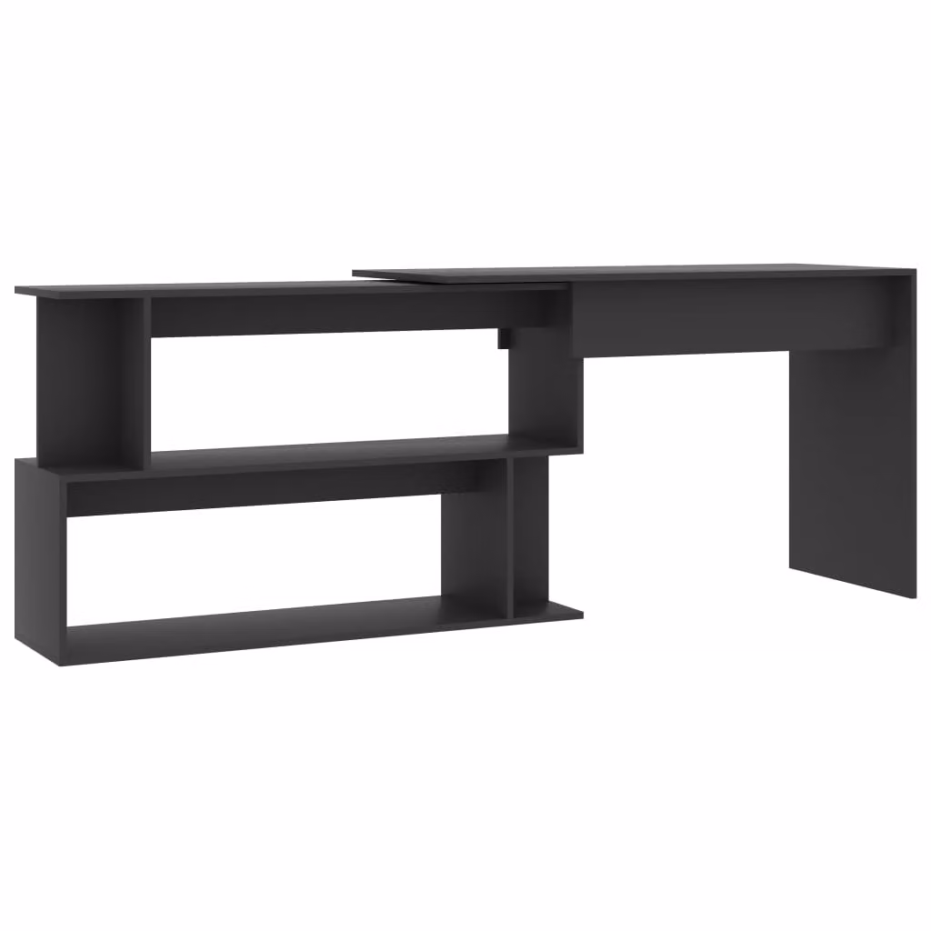 Scrivania ad Angolo Grigia 200x50x76 cm in Legno Multistrato