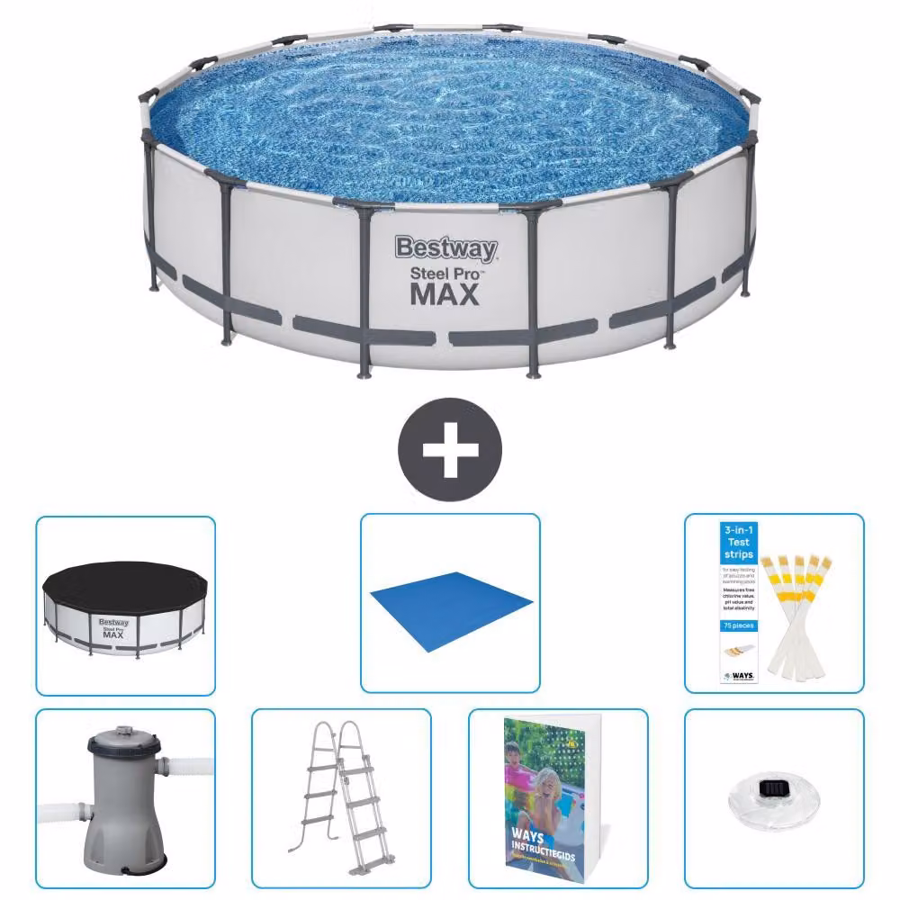 Piscina gonfiabile Bestway Steel Pro MAX, rotonda, 427x122 cm, composta da 6 parti, modello S596