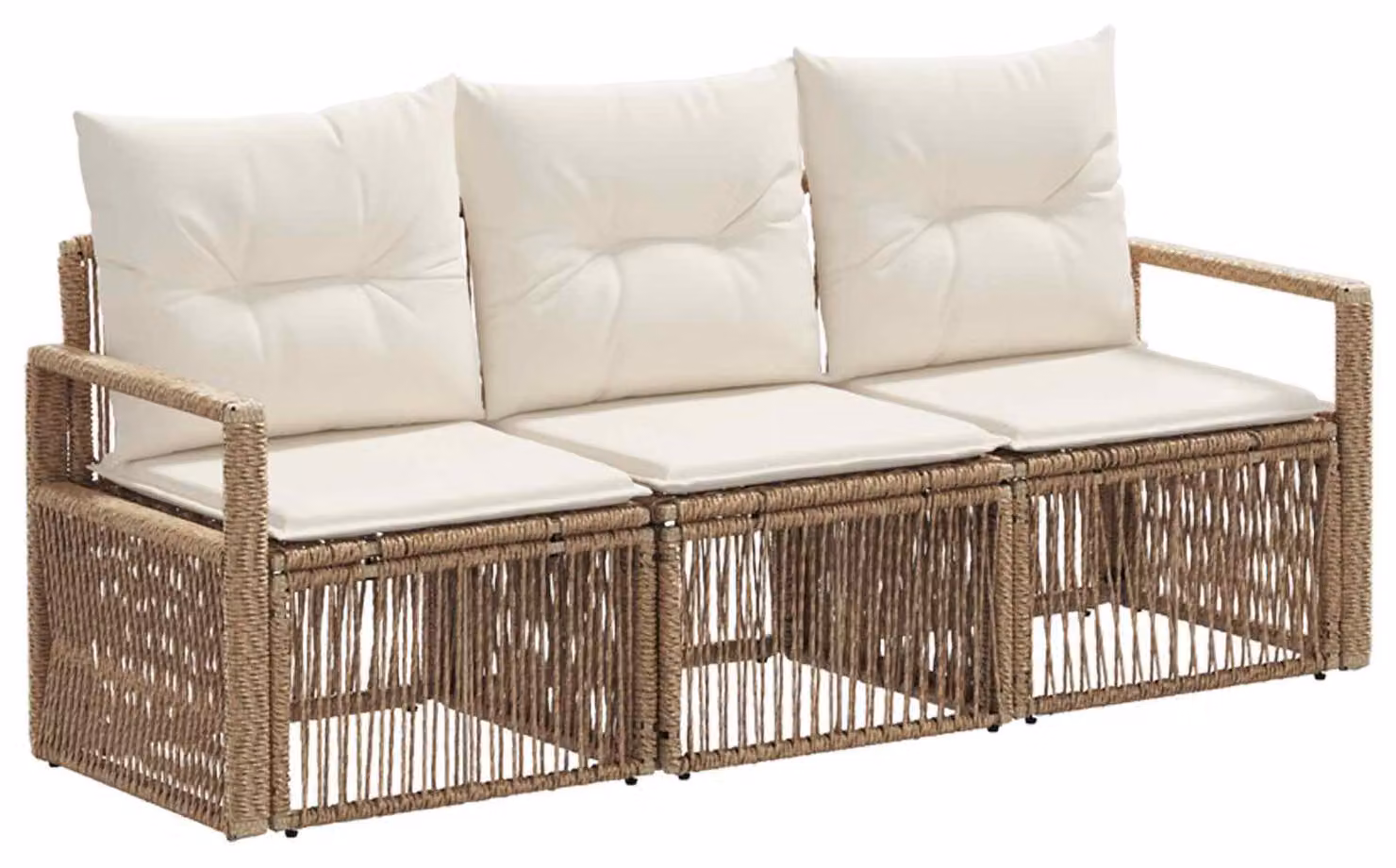 Tre poltrone da giardino in rattan sintetico color beige