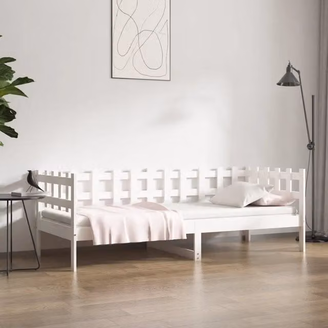 Dormeuse senza Materasso Bianca 90x200 cm Legno Massello Pino 820757