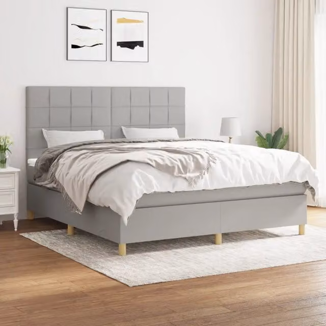 Letto Ibrido con Giroletto a Molle e Materasso vidaXL Grigio Chiaro e Bianco L/P/H: 160 x 200 x 128 cm
