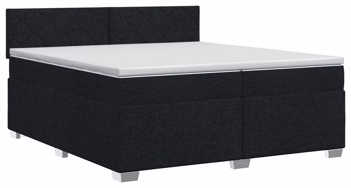 Letto a molle con materasso nero 200 x 200 cm in tessuto
