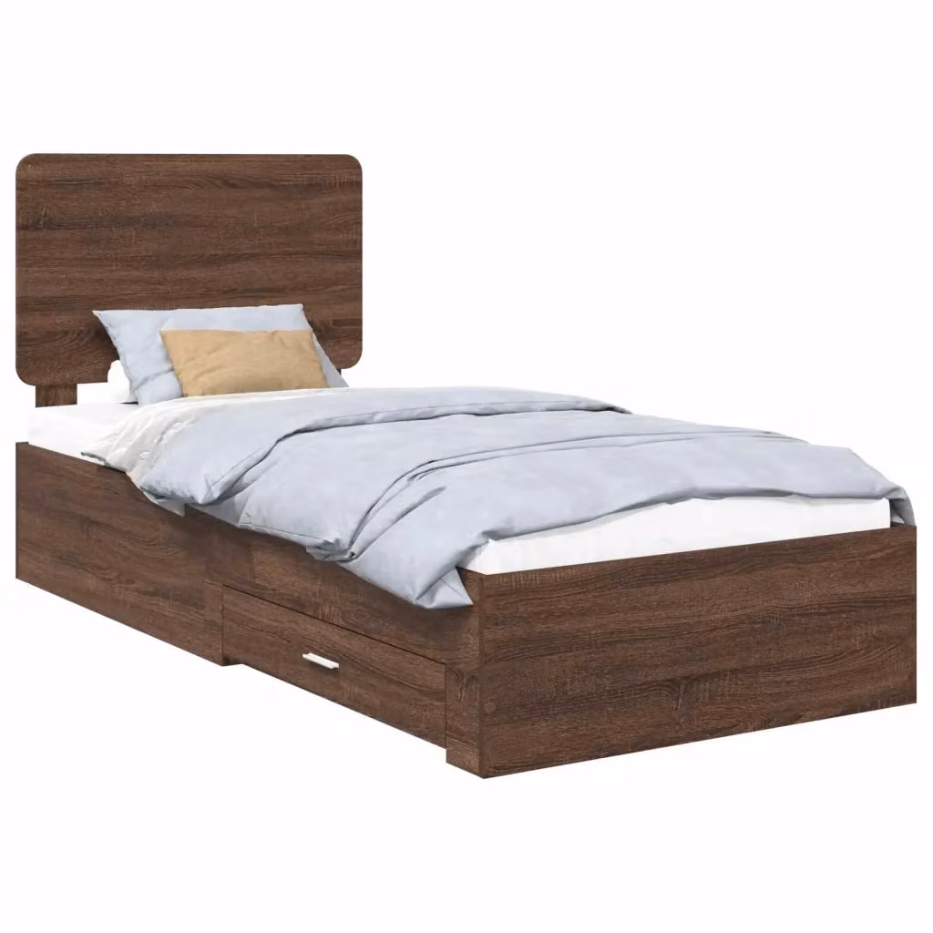 Struttura letto moderno con cassetto vidaXL in legno rovere marrone L 190 x P 78 x H 75 cm – 2