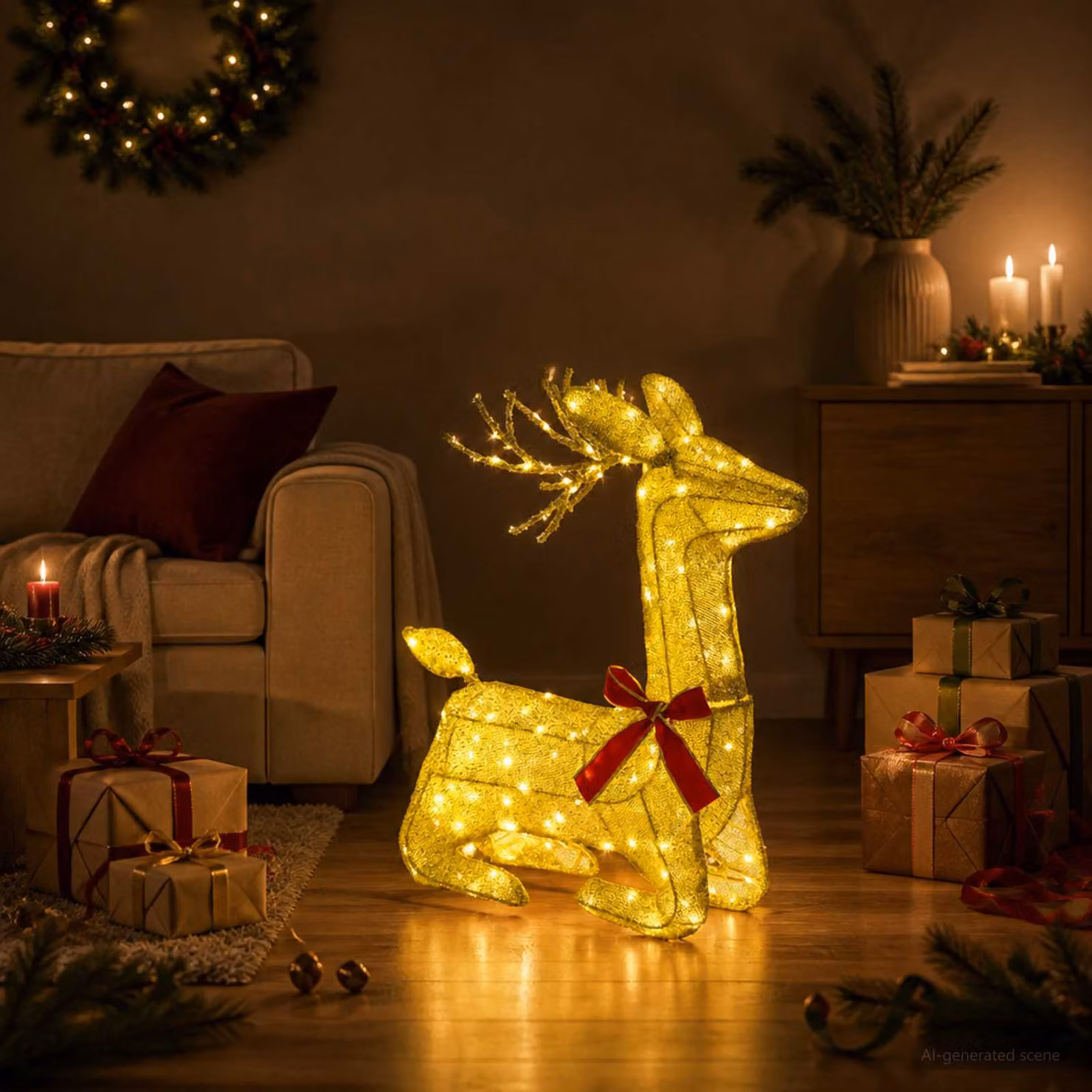 vidaXL Renna di Natale 3D LOVIISA 140 LED Bianco caldo 55 x 22 x 63 cm