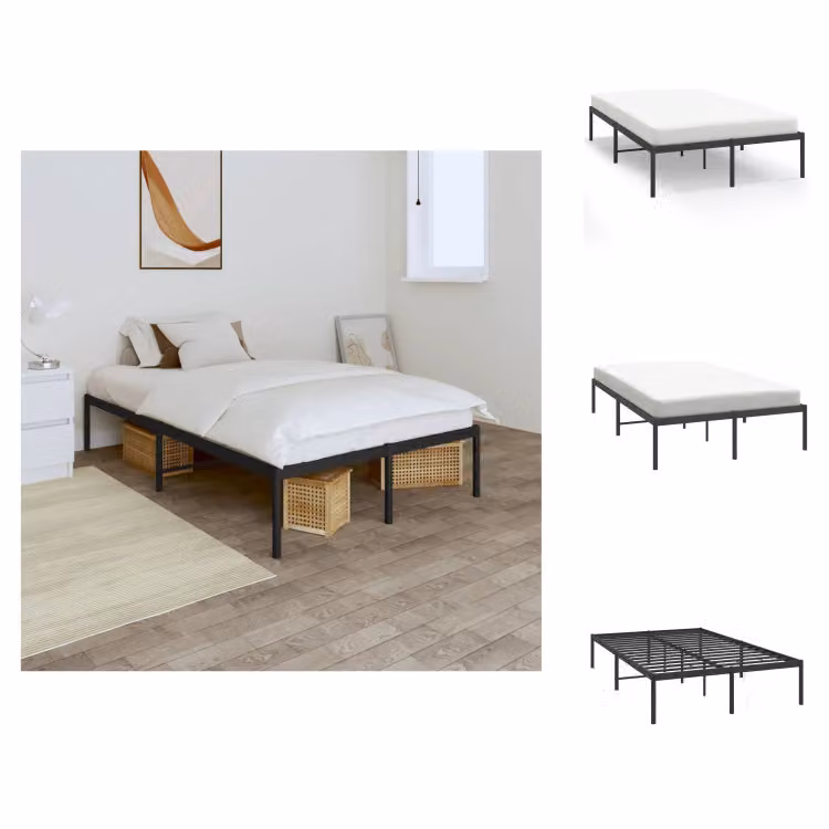 vidaXL Struttura letto in metallo nero 135x190 cm - Letti e strutture letto