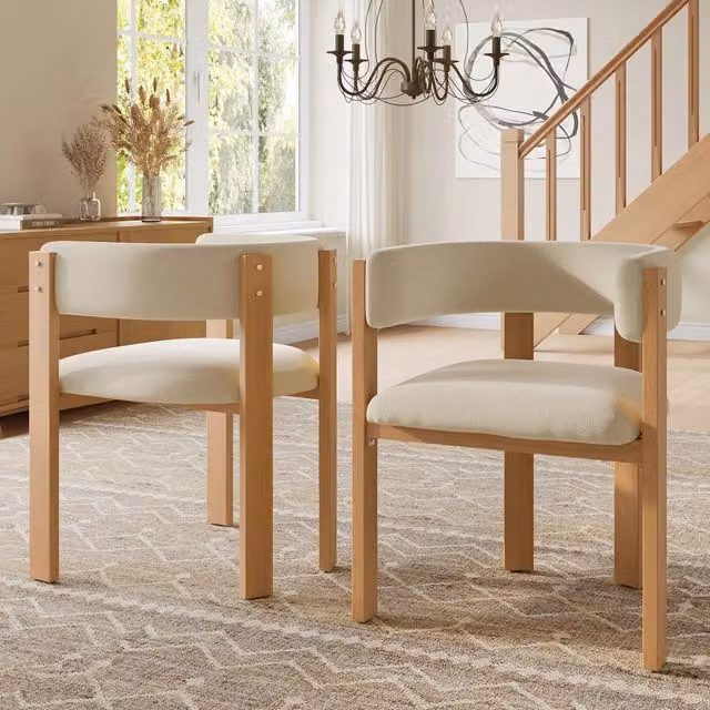 Sedie da Pranzo Imbottite Set 2 Pezzi ¨C MINIMAL ¨C Gambe in Metallo Effetto Legno