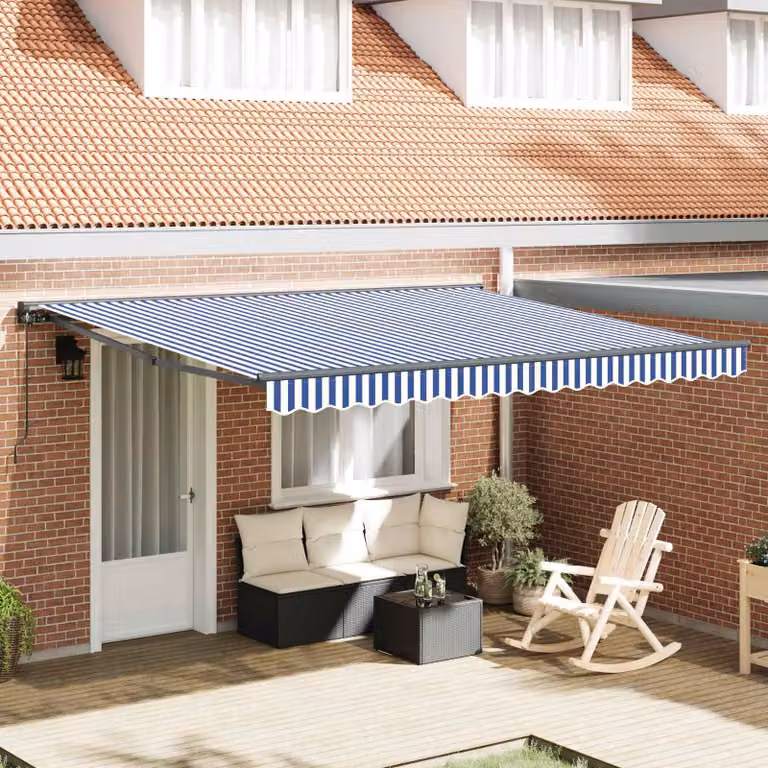 Maison Exclusive - Telaio per tenda da sole blu e bianco 400 x 300 cm