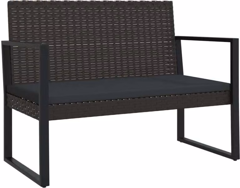 Panca da Giardino con Cuscini Nera 106 cm in Polyrattan