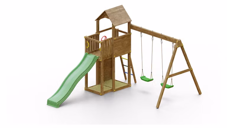 FUNGOO Boomer3 KDI torre gioco casa gioco scivolo altalena giardino piattaforma gioco