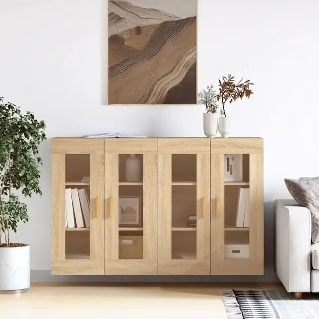 Armadietti a Parete 2 pz Rovere Sonoma in Legno Multistrato 3197899