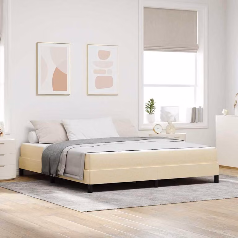 Maison Exclusive - Letto boxspring crema 180 x 200 cm tessuto
