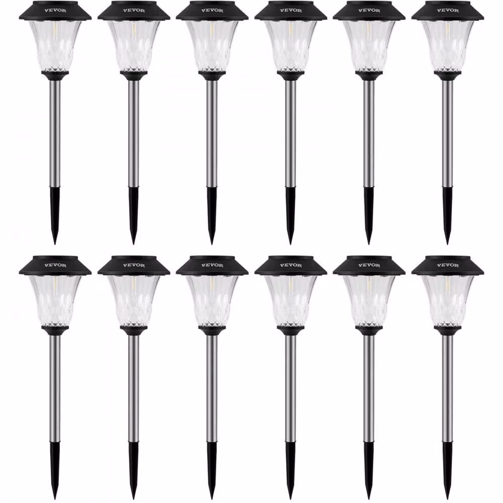 12 luci da giardino a energia solare. Autonomia massima fino a 16 ore. Luci da esterno per vialetti, bianco caldo. Batterie al litio da 500 mAh. Luci decorative a energia solare, impermeabili. Ideali per giardino, cortile, prato e terrazza.