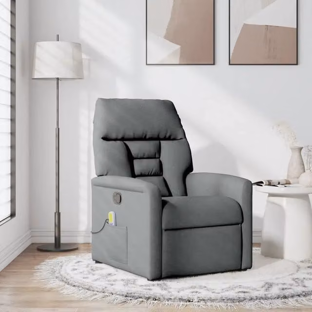 Poltrona reclinabile Massaggiante | Sedia Relax in tessuto grigio scuro