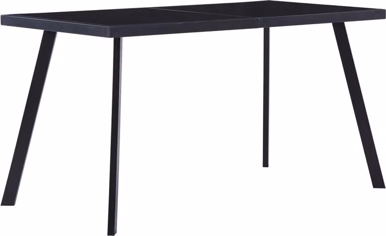 The Living Store Tavolo da pranzo nero 140 x 70 x 75 cm in vetro temperato
