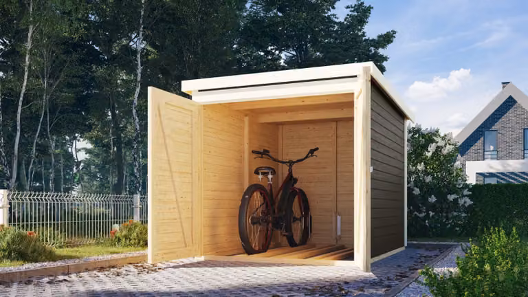 Garage per biciclette in legno Karibu terra grey 1,6 x 2,2 m (L x P)