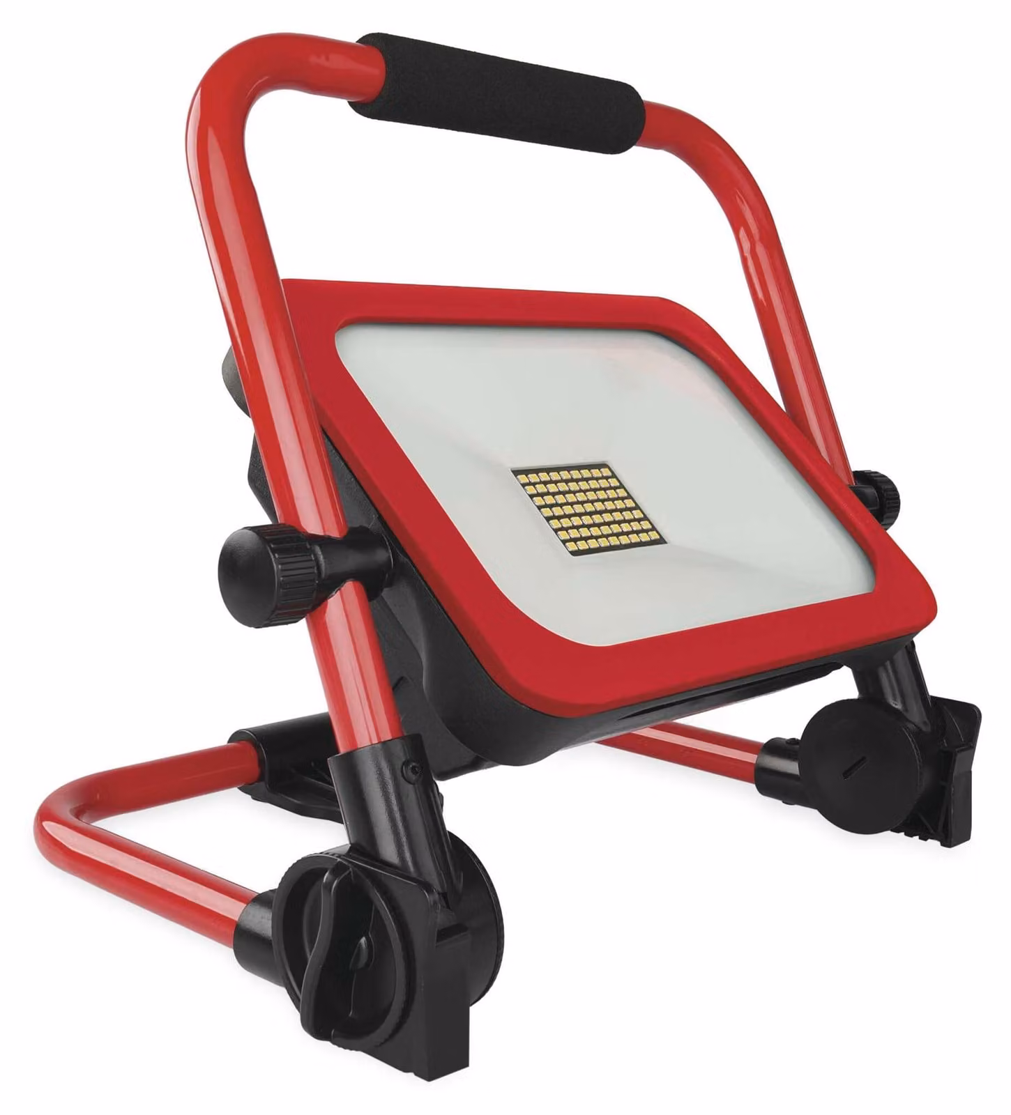 Proiettore a LED ricaricabile EMOS ACCO, 50 W, IP54, dimmerabile, 4950 lm, bianco freddo 6500 K, 12 ore di autonomia, batteria da 15000 mAh, power bank, rosso/nero, ZS2833