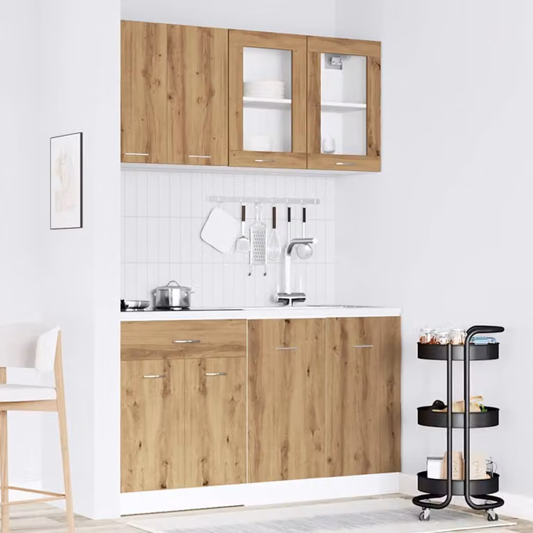 vidaXL Set di Mobili da Cucina Moderni con Ante in Vetro e Legno, Colore Marrone, L/P/H: 81,5 x 46,0 x 80,0 cm