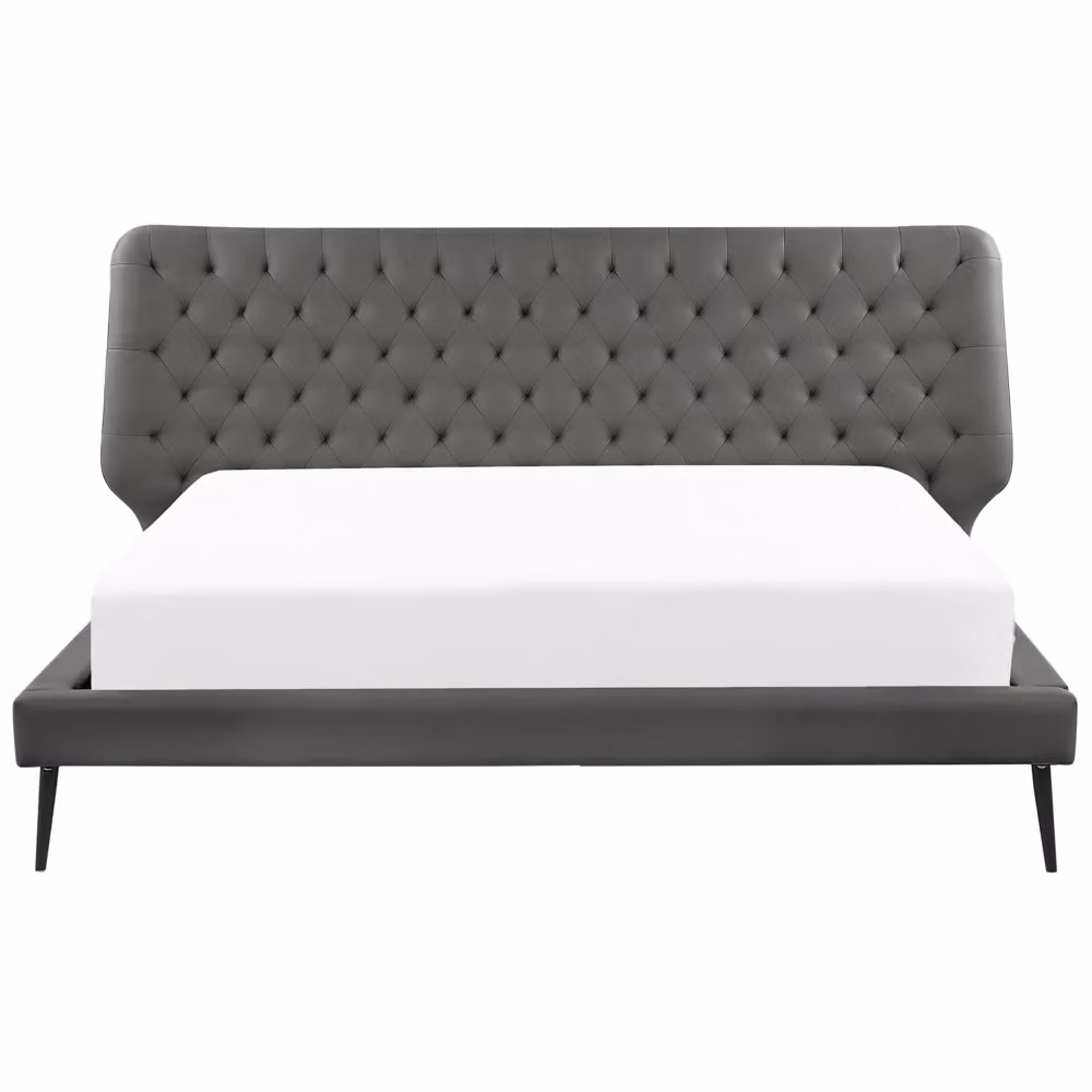 Letto Beliani moderno con rivestimento in ecopelle grigia e testiera trapuntata L/P/H: 180 x 200 x 108 cm – 2
