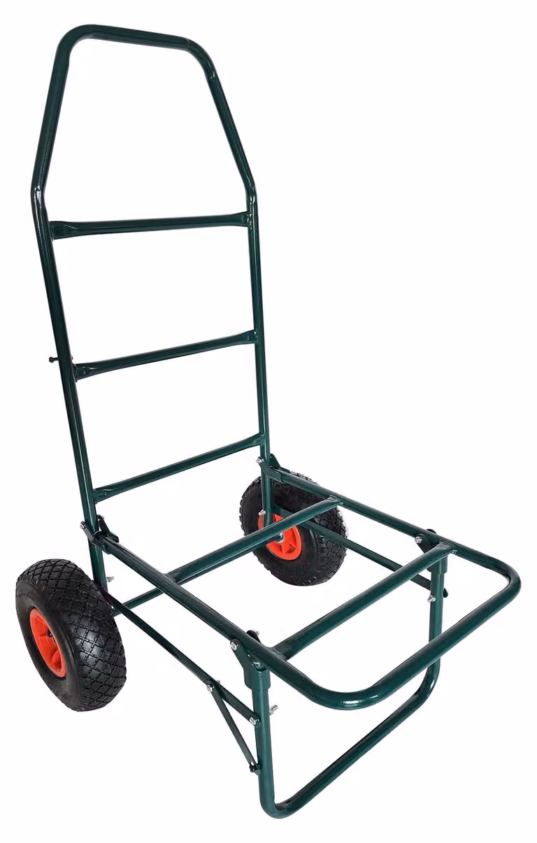 Carrello da trasporto Relaxdays, carrello pieghevole, dimensioni: 102x50x37 cm, ruote pneumatiche, fino a 80 kg, carrello da carico, acciaio, verde