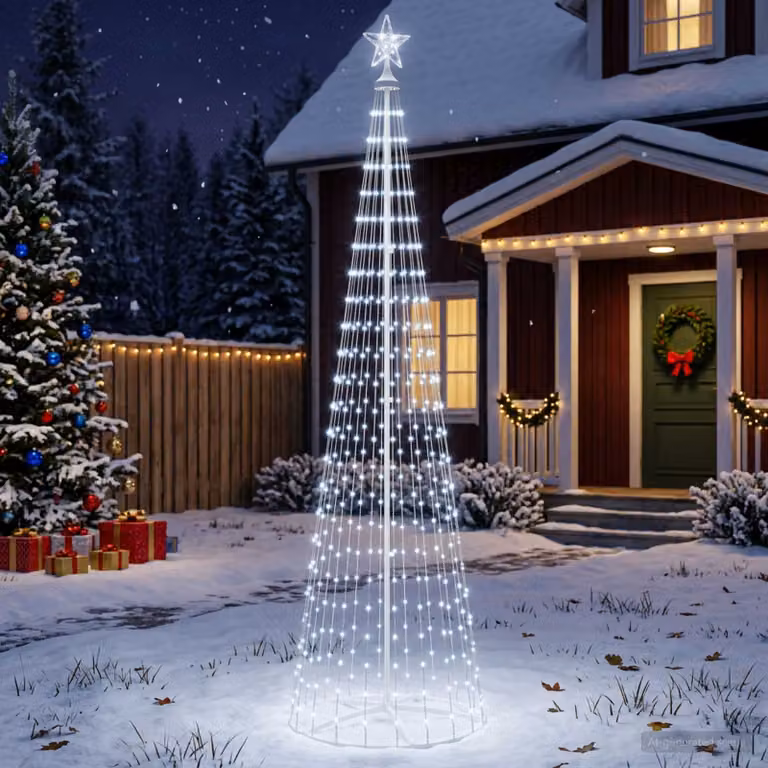 vidaXL Albero di Natale a cono LED 250 cm 470 LED Bianco freddo