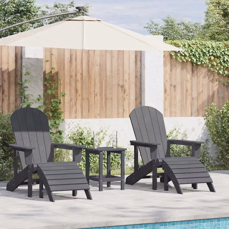 Set di 3 sedie da giardino vidaXL in polietilene grigio chiaro