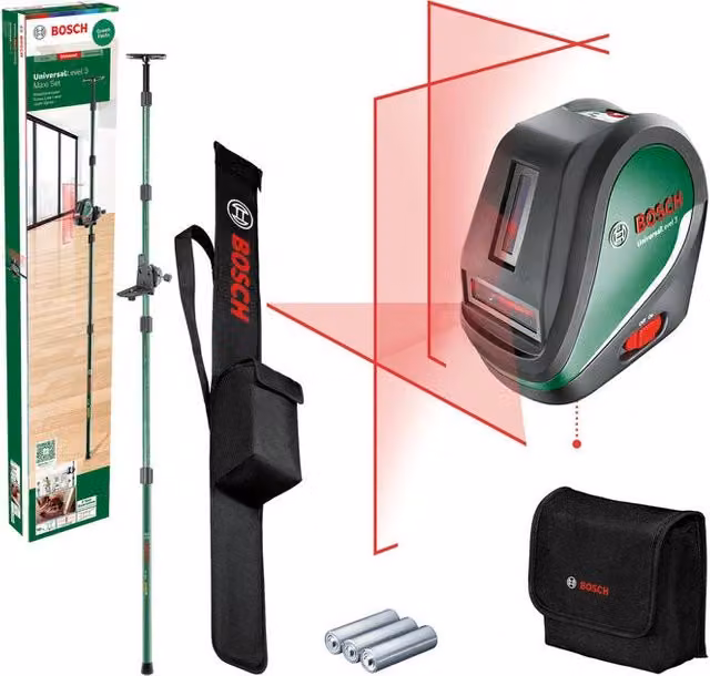 Bosch UniversalLevel 2 Set Livella Lineare Autolivellante 10 m Laser Rosso Nero Verde