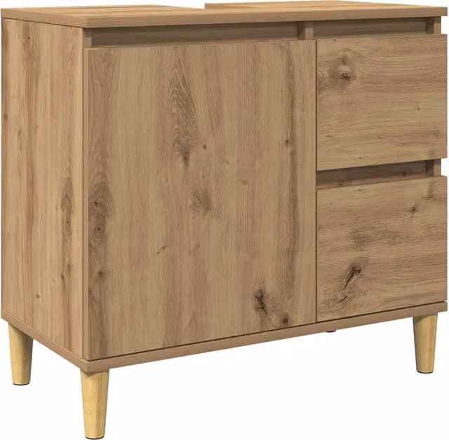 Mobile SottoLavabo Moderno Design In in MDF Marrone con Ante e Cassetti, L: 65 cm, P: 33 cm, H: 60 cm